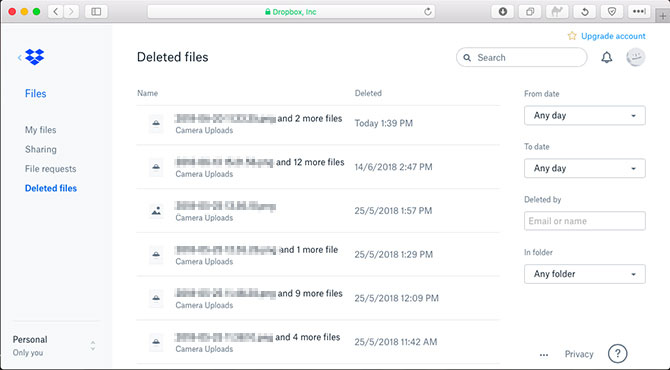 DropboxからAndroidのギャラリーから削除されたビデオを回復します