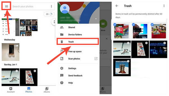 Google PhotosからSamsungで最近削除された取得