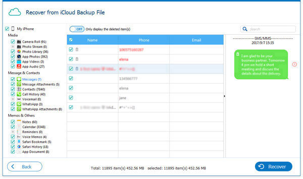 iPhoneデータ回復を介してiCloudでテキストメッセージを表示および回復する方法
