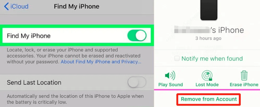 私のiPhoneを見つけることから取り外します