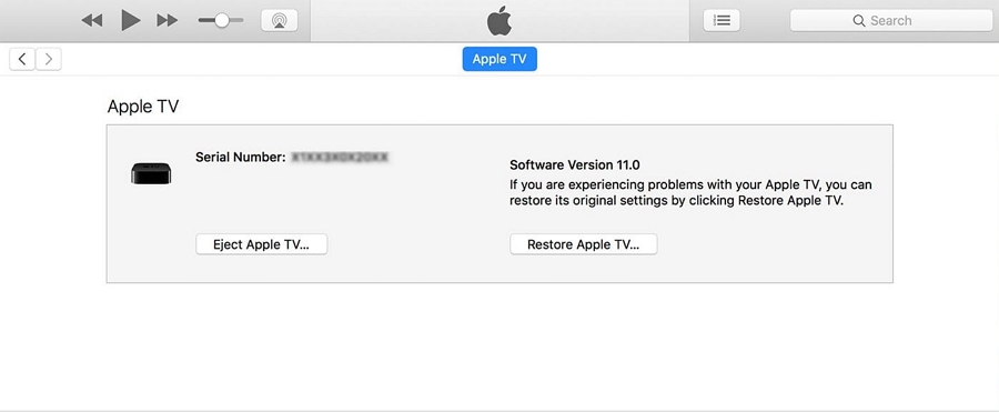 iTunesを使用してApple TVを復元します 