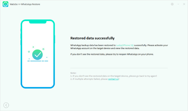 Watsgo Guide -WhatsAppバックアップの成功を復元します