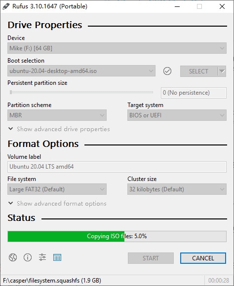 UbuntuのUSBフラッシュドライブを作成します
