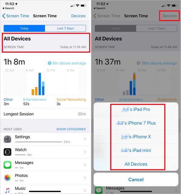 iOS 12での画面時間同期