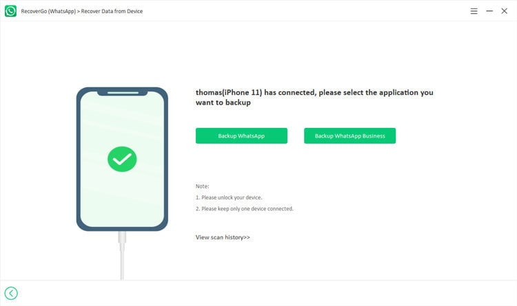 whatsappを復元するアカウントバックアップを選択します
