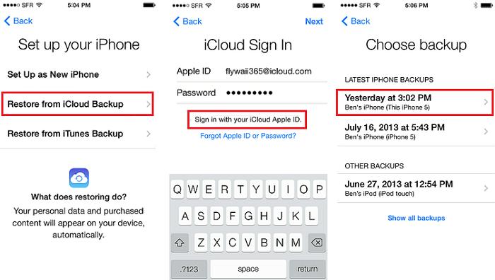 iCloudバックアップからiPhone 15をセットアップします 