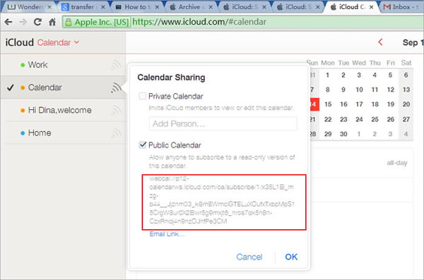 iCloudカレンダーを共有します