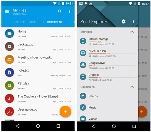 Solid ExplorerのようなAndroidのESファイルエクスプローラー