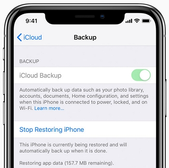 iPhoneの復元を停止します