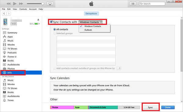 iTunes経由でサムスンからiPhone16に連絡先をコピーする方法