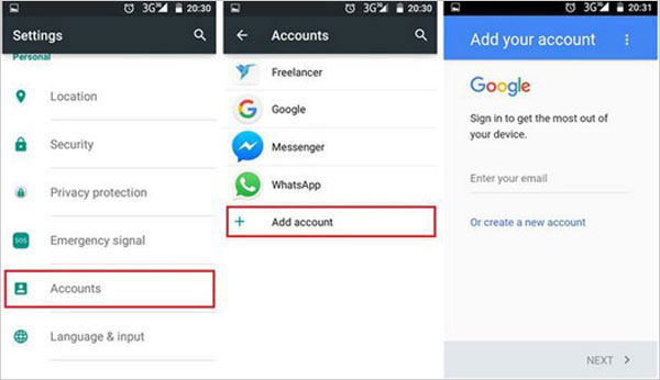 ZTE連絡先をGmailアカウントに同期します
