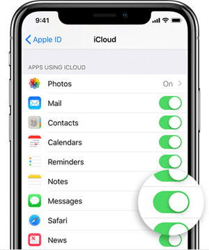 iCloudからのメッセージを有効にします