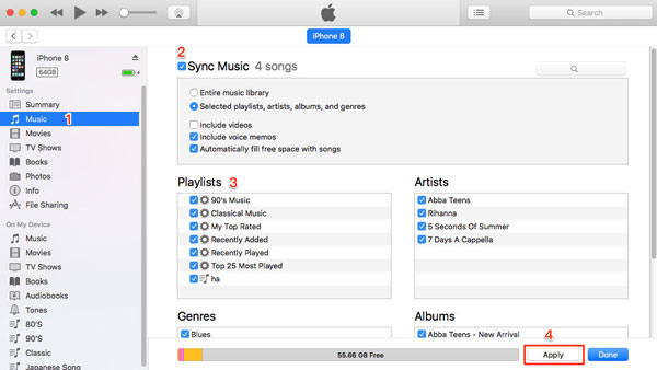 iTunesを使用してZTEからiPhoneに音楽を転送します