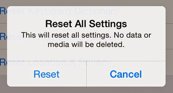 すべての設定をリセットしてiPhone画面を修正してください。