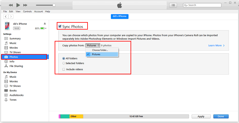 iTunes経由でSDカードからiPhoneに写真をインポートする方法