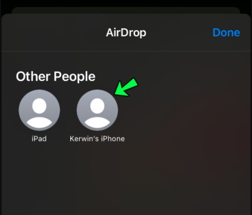 Airdrop Step3を介して写真を転送します