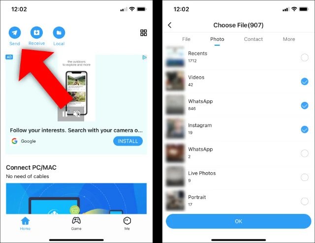 AndroidからiPhoneに写真をshareitで転送します