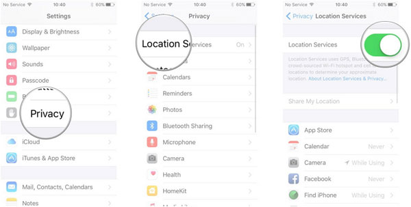 iPhoneの設定からHilyアプリの場所を変更します