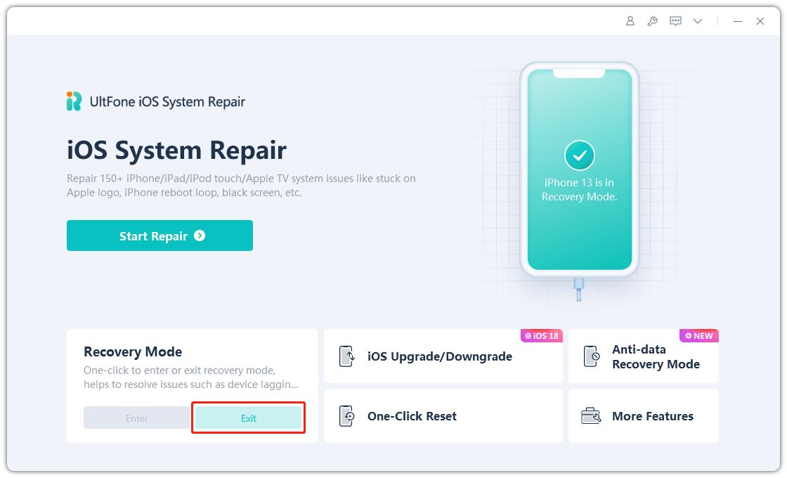 iOS 17/18を修正するための最良のツールリカバリモードでスタック
