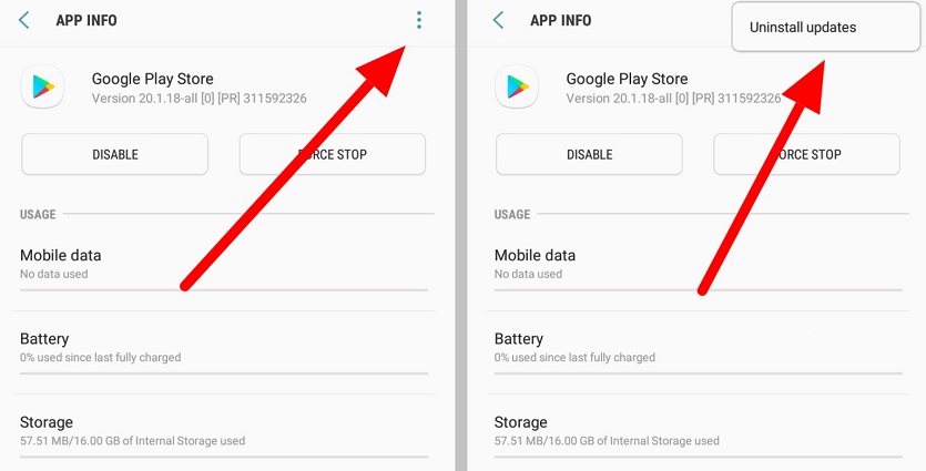 Google Playストアの更新をアンインストールします