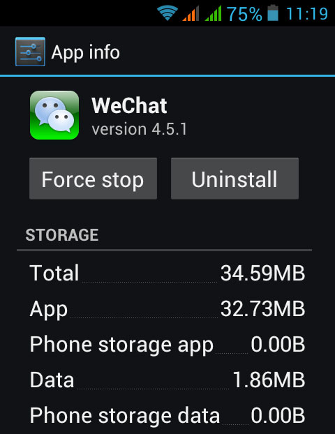 AndroidからWeChatを削除します