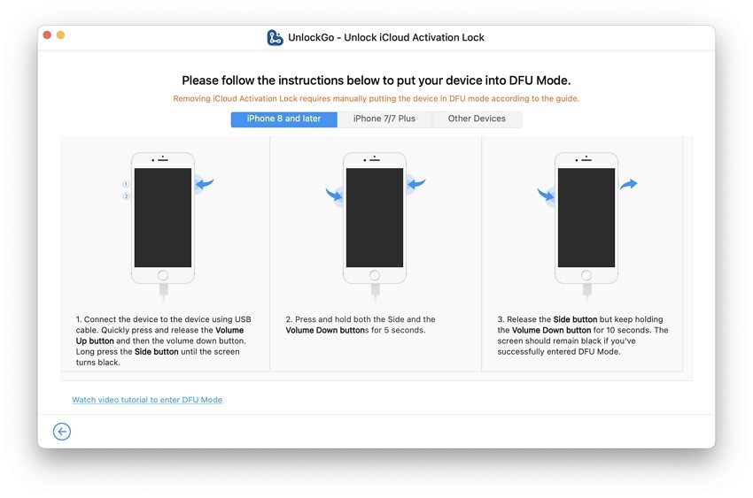 Unlockgo Guide -iPhoneをDFUモードに入れます