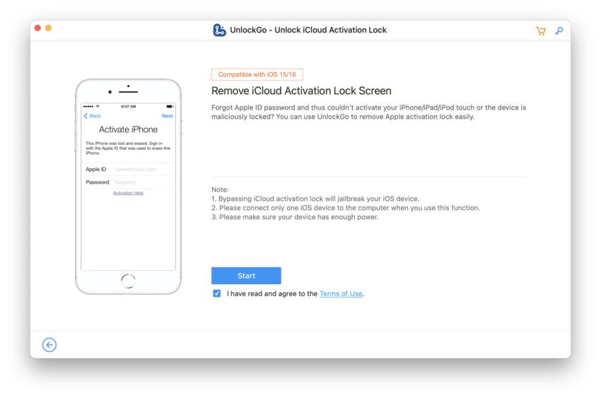 Unlockgo Guide -iCloud iOS 15.7のロック解除を開始します