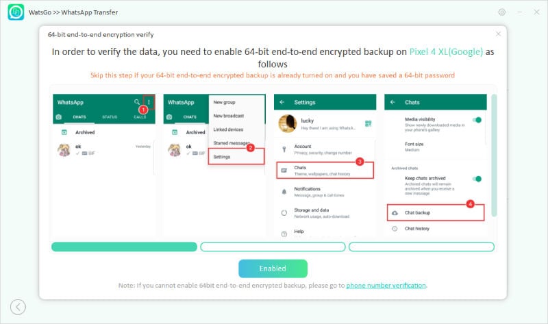 Watsgo Guide-暗号化されたWhatsAppバックアップを有効にします