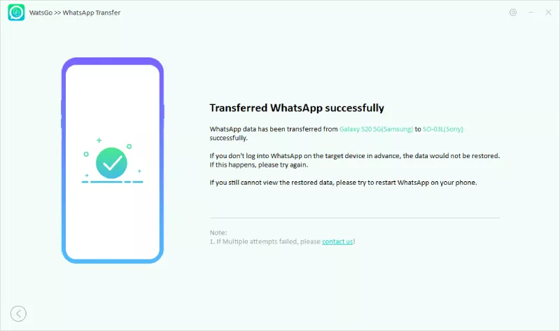 Watsgo Guide- WhatsAppは正常に転送されました