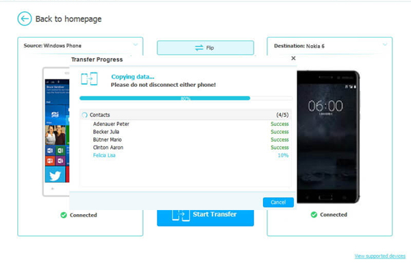 SymbianからWindows Phoneに連絡先の転送を開始します
