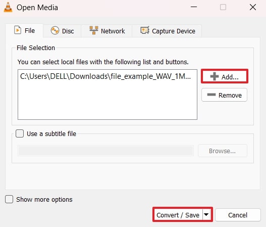 ファイルを追加してConvert Saveを押します